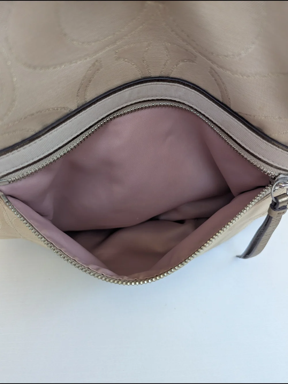 Coach Poppy Signature Metallic Slim Tote